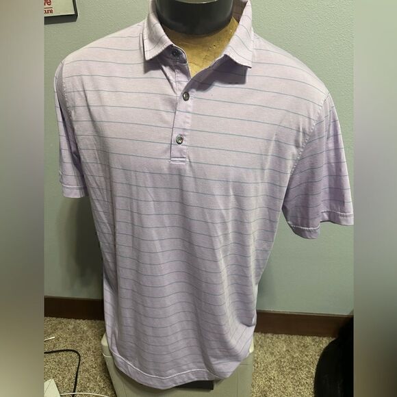 FootJoy Mens XL Purple Striped Mens Short Sleeve Polo - Picture 1 of 7